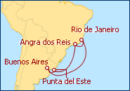 Reiseroute ansehen Argentinien, Brasilien, Uruguay