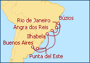 Reiseroute ansehen Argentinien, Brasilien, Uruguay