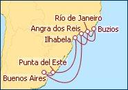 Reiseroute ansehen Argentinien, Brasilien, Uruguay