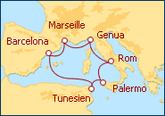 Reiseroute ansehen Winter im Westlichen Mittelmeer