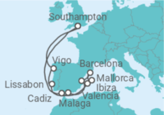 Reiseroute der Kreuzfahrt  Spanien, Portugal - Royal Caribbean