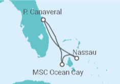Reiseroute der Kreuzfahrt  Bahamas Alles Inklusive - MSC Cruises