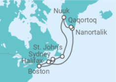 Reiseroute der Kreuzfahrt  Kanada, Grönland - Royal Caribbean