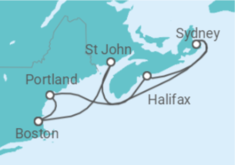 Reiseroute der Kreuzfahrt  Kanada - Royal Caribbean