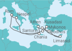 Reiseroute der Kreuzfahrt  Italien, Griechenland, Türkei, Zypern - Royal Caribbean
