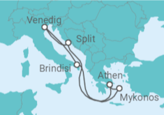 Reiseroute der Kreuzfahrt  Kroatien, Italien, Griechenland - MSC Cruises