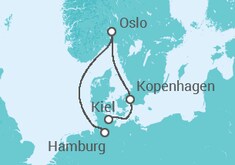 Reiseroute der Kreuzfahrt  4 Nächte - Kurzreise nach Oslo und Kopenhagen - ab Hamburg/bis Kiel - Mein Schiff