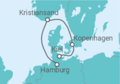 Reiseroute der Kreuzfahrt  5 Nächte - Auf Kurzreise in den Norden - ab Hamburg/bis Kiel - Mein Schiff