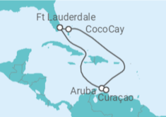 Reiseroute der Kreuzfahrt  Aruba, Curaçao - Royal Caribbean