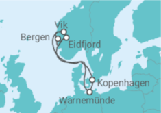 Reiseroute der Kreuzfahrt  Norwegens Fjorde ab Warnemünde 2 - AIDA