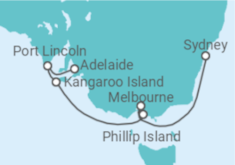 Reiseroute der Kreuzfahrt  Southern Australia Explorer - Princess Cruises