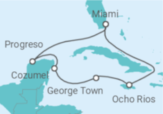 Reiseroute der Kreuzfahrt  A Journey from Miami to Miami - Explora Journeys
