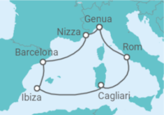 Reiseroute der Kreuzfahrt  Italien, Frankreich, Spanien - MSC Cruises
