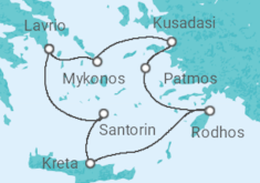Reiseroute der Kreuzfahrt  Griechische Inseln mit Hotel in Athen - Celestyal Cruises