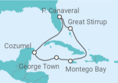 Reiseroute der Kreuzfahrt  Jamaika, Kaimaninseln, Mexiko - NCL Norwegian Cruise Line