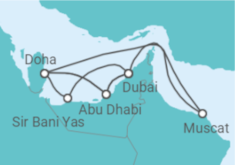 Reiseroute der Kreuzfahrt  Große Orient-Reise ab Dubai 1 - AIDA