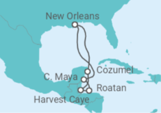 Reiseroute der Kreuzfahrt  Mexiko, Honduras - NCL Norwegian Cruise Line