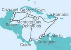 Reiseroute der Kreuzfahrt  Mittelamerika & Mexiko ab Jamaika - AIDA