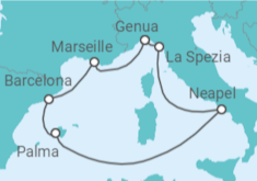 Reiseroute der Kreuzfahrt  Frankreich, Italien, Spanien - MSC Cruises