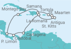 Reiseroute der Kreuzfahrt  Karibik & Mittelamerika ab Dominikanische Republik - AIDA
