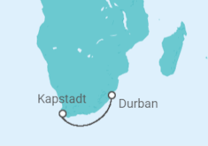 Reiseroute der Kreuzfahrt  Südafrika - MSC Cruises