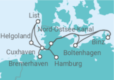 Reiseroute der Kreuzfahrt  Kurzreise Norddeutschland - Küstengeschichten an Ost- und Nordsee - Hapag-Lloyd Cruises