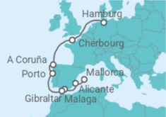Reiseroute der Kreuzfahrt  Von Mallorca nach Hamburg - AIDA