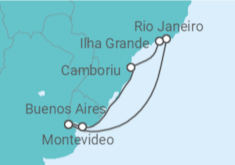 Reiseroute der Kreuzfahrt  Brasilien, Uruguay - Costa Kreuzfahrten