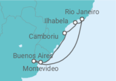Reiseroute der Kreuzfahrt  Brasilien, Uruguay, Argentinien Alles Inklusive - Costa Kreuzfahrten