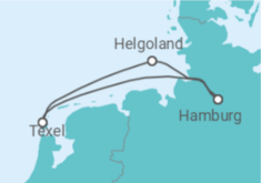 Reiseroute der Kreuzfahrt  Kurzreise Friesische Inseln - Kleine Auszeit im Bann der Gezeiten - Hapag-Lloyd Cruises