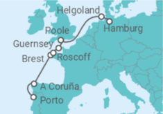Reiseroute der Kreuzfahrt  Westeuropa - Frühlingserwachen im Ärmelkanal - Hapag-Lloyd Cruises