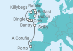 Reiseroute der Kreuzfahrt  Rund um Irland - Die Grüne Insel – zeitlos schön und mystisch - Hapag-Lloyd Cruises