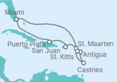 Reiseroute der Kreuzfahrt  Puerto Rico, Sint Maarten, St. Lucia, Antigua Und Barbuda - Royal Caribbean