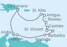 Reiseroute der Kreuzfahrt  Karibische Inseln ab Barbados - AIDA