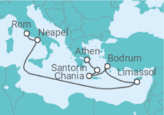 Reiseroute der Kreuzfahrt  Griechenland, Türkei, Zypern, Italien - Royal Caribbean