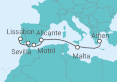 Reiseroute der Kreuzfahrt  Malta, Spanien - NCL Norwegian Cruise Line