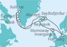 Reiseroute der Kreuzfahrt  Grönland & Island - AIDA