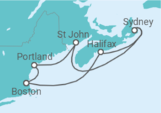 Reiseroute der Kreuzfahrt  Kanada - Royal Caribbean