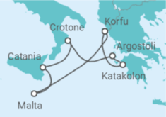 Reiseroute der Kreuzfahrt  Mittelmeerinseln ab Korfu - AIDA