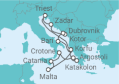 Reiseroute der Kreuzfahrt  Adria & Mittelmeerinseln - AIDA