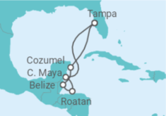 Reiseroute der Kreuzfahrt  Mexiko, Belize, Honduras - Royal Caribbean