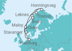 Reiseroute der Kreuzfahrt  Norwegen - Costa Kreuzfahrten