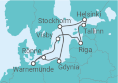 Reiseroute der Kreuzfahrt  Städte der Ostsee ab Warnemünde 1 - AIDA