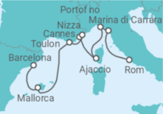 Reiseroute der Kreuzfahrt  Italien, Frankreich, Spanien - Royal Caribbean
