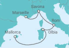 Reiseroute der Kreuzfahrt  Italien - Costa Kreuzfahrten