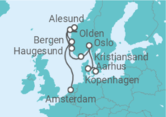 Reiseroute der Kreuzfahrt  Dänemark, Norwegen - Royal Caribbean