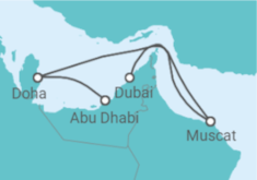 Reiseroute der Kreuzfahrt  Katar, Oman, Vereinigte Arabische Emirate - Costa Kreuzfahrten