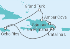 Reiseroute der Kreuzfahrt  Jamaika, Bahamas, Dominikanische Republik Alles Inklusive - Costa Kreuzfahrten