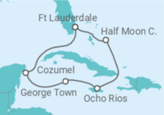 Reiseroute der Kreuzfahrt  Jamaika, Kaimaninseln, Mexiko - Holland America Line