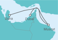 Reiseroute der Kreuzfahrt  Oman, Vereinigte Arabische Emirate - Costa Kreuzfahrten